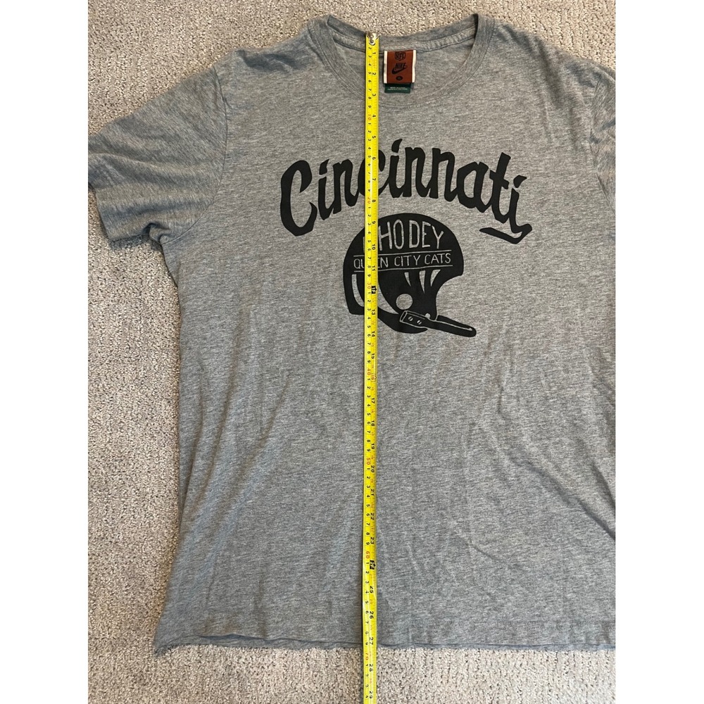 Vintage Nike NFL Cincinnati Bengals Who Dey Queen City Cats Gray T-Shirt Mens XL - Picture 8 of 8